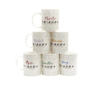 Friends Mug Set 6 Coffee Cups‎ Phoebe Rachel Monica Ross Joey Chandler New